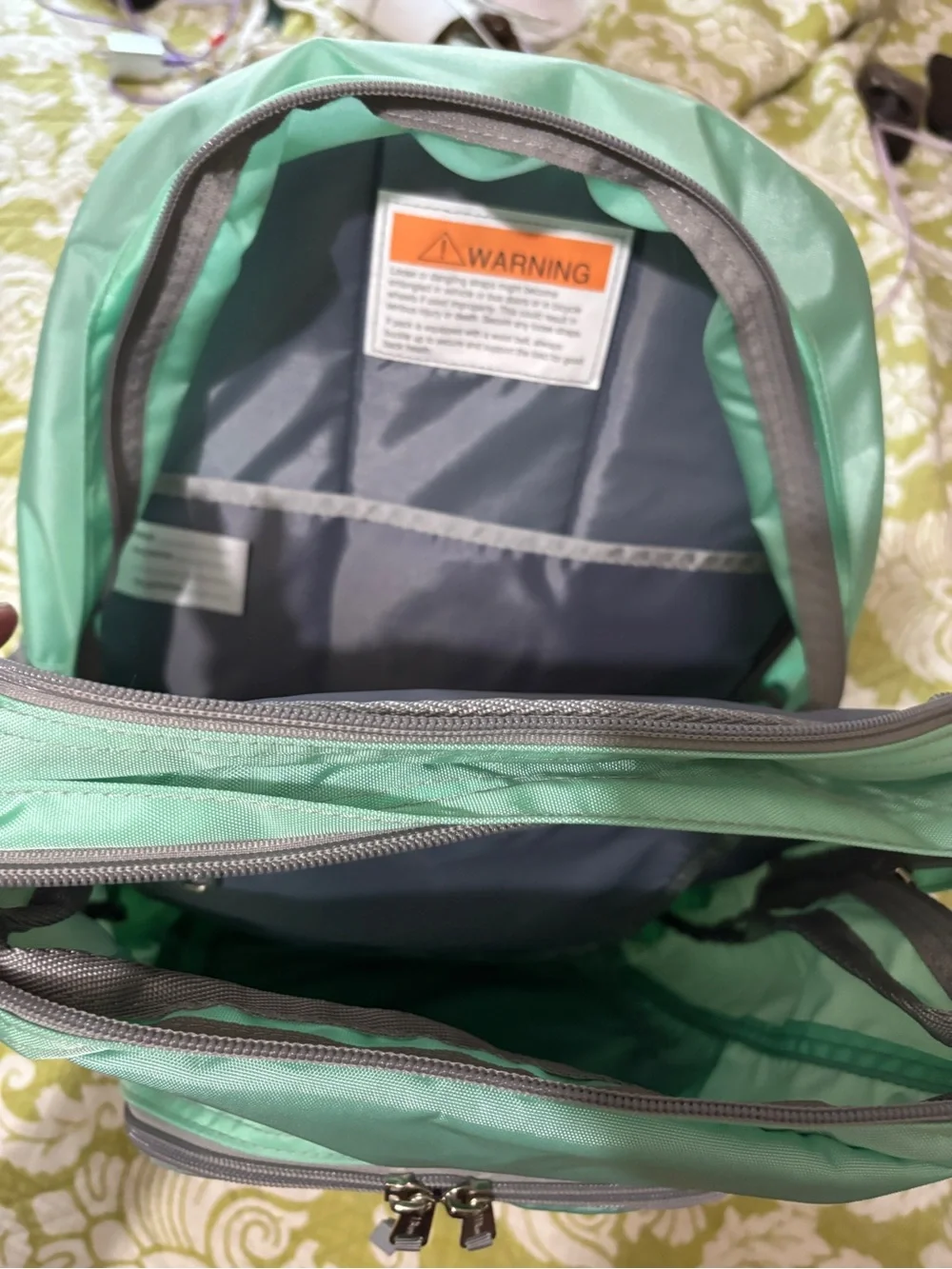 L.L. Bean Deluxe 37L Mint Green Water ProofLightweight Reflect Backpack NWT